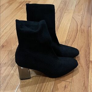 Black Ankle Boots with Clear Heel
